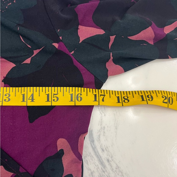 CAbi Women's Medium Black Purple Pink Floral Print Faux Wrap 3/4 Sleeve Dress - Picture 4 of 14